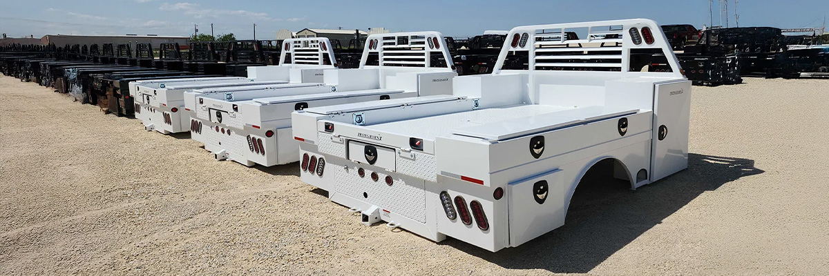 Truck beds on the lot