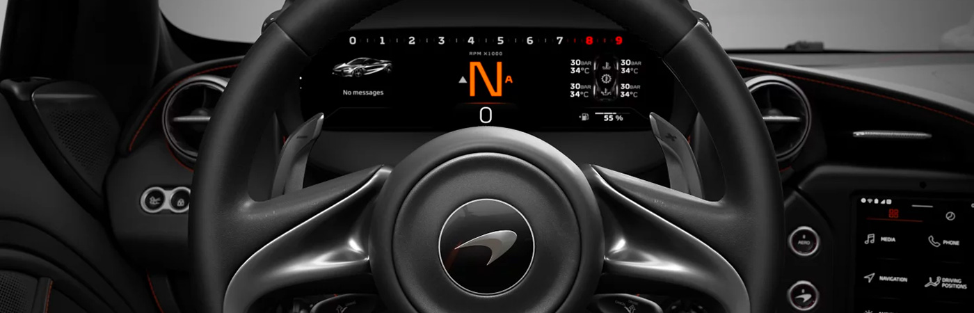 Close up interior shot of the McLaren 750S