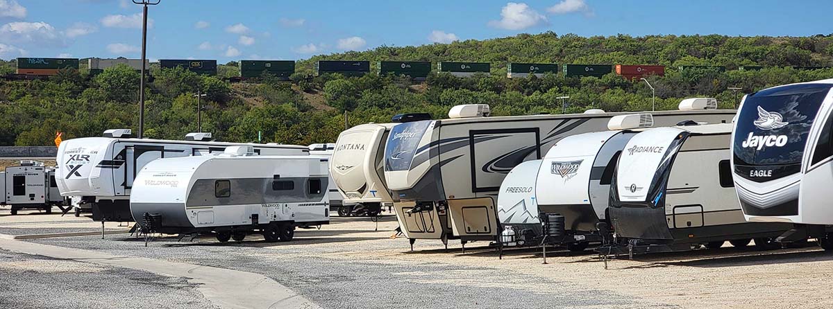 Lineup of RVs