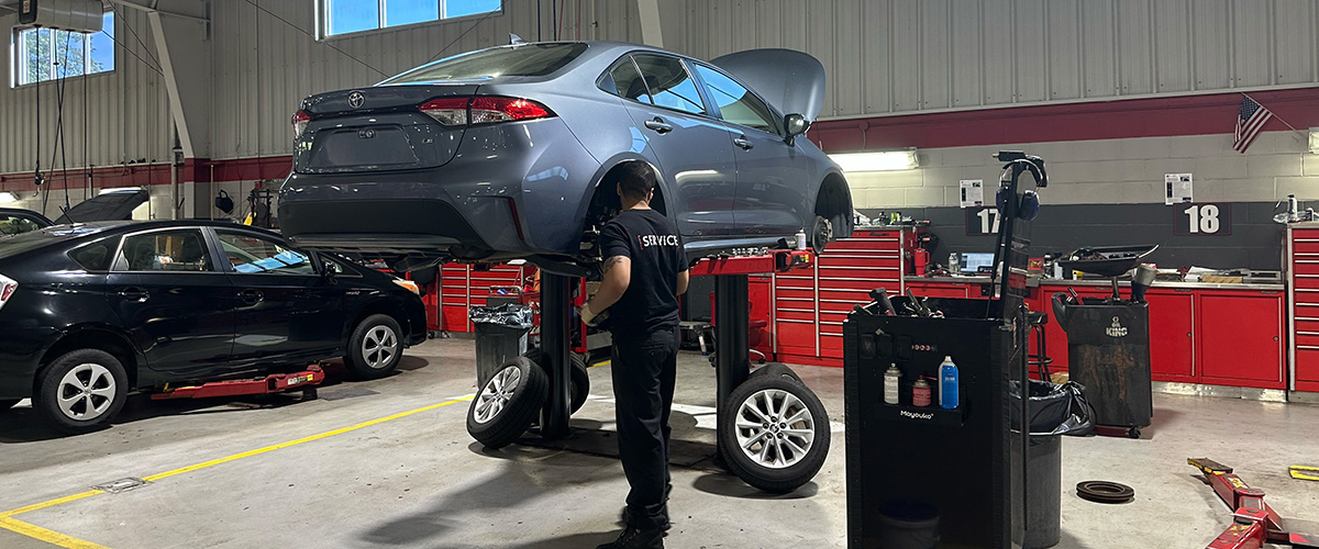 Service Bay with technician working