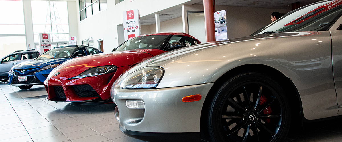 Toyota lineup on showroom floor
