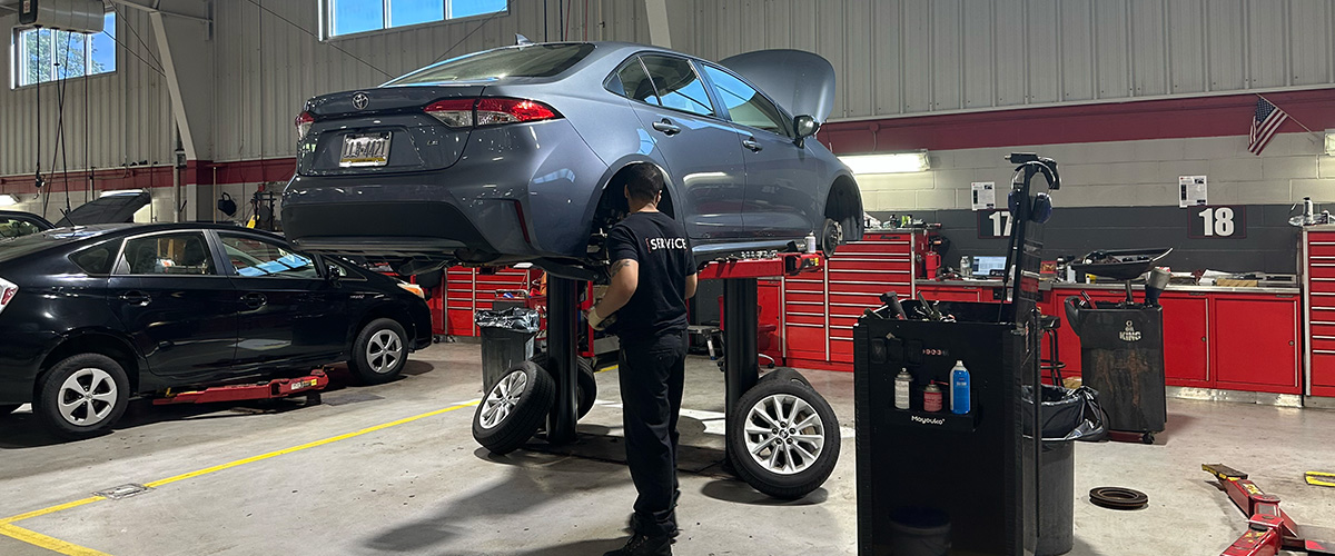 Service Bay with technician working