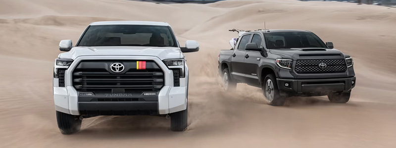 Two toyota Tundra's in motion