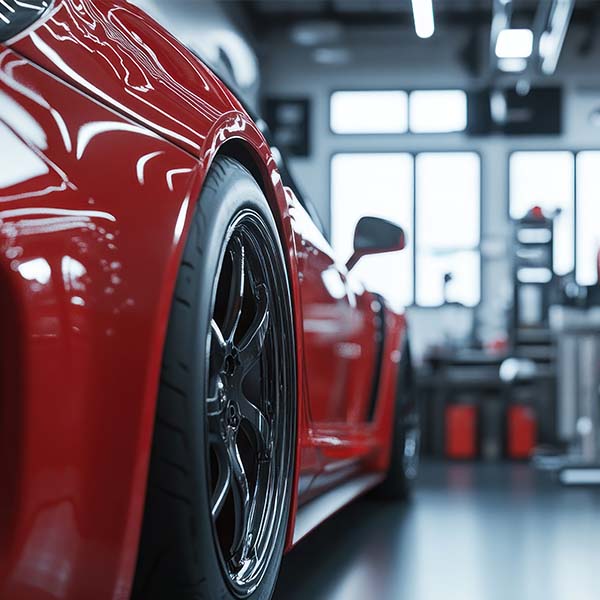 Luxury car in the service bay